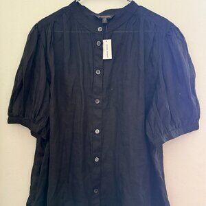 NWT Banana Republic Sheer Black Puff Sleeve Blouse – Size XXL